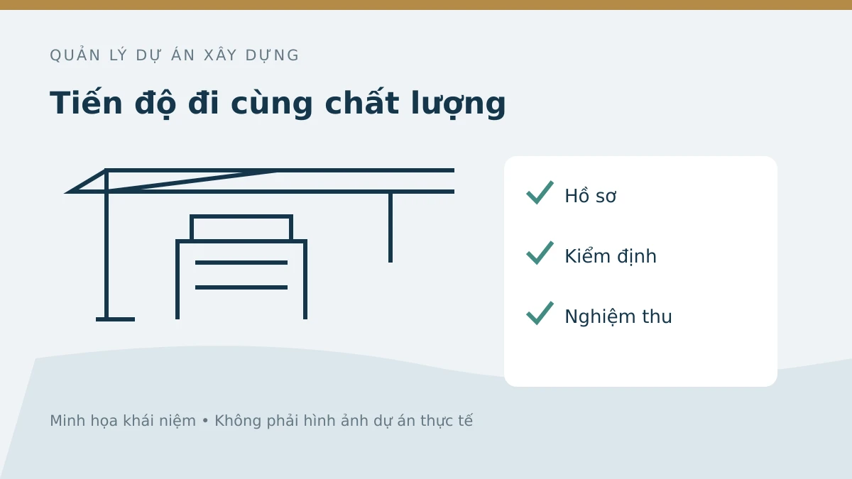Minh họa quản lý tiến độ xây dựng gắn với hồ sơ, kiểm định và nghiệm thu