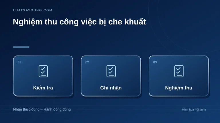 Nghiệm thu công việc bị che khuất: kiểm tra, ghi nhận, nghiệm thu.