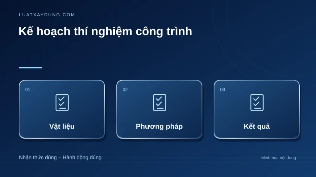 Kế hoạch thí nghiệm công trình: vật liệu, phương pháp, kết quả.