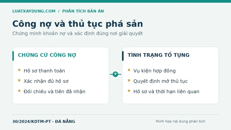 Hai nhóm cần theo dõi khi thu hồi nợ xây dựng: chứng cứ công nợ và tình trạng tố tụng của đối tác.