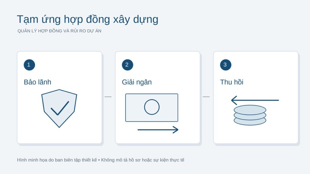 Sơ đồ bảo lãnh, giải ngân và thu hồi tiền tạm ứng hợp đồng xây dựng