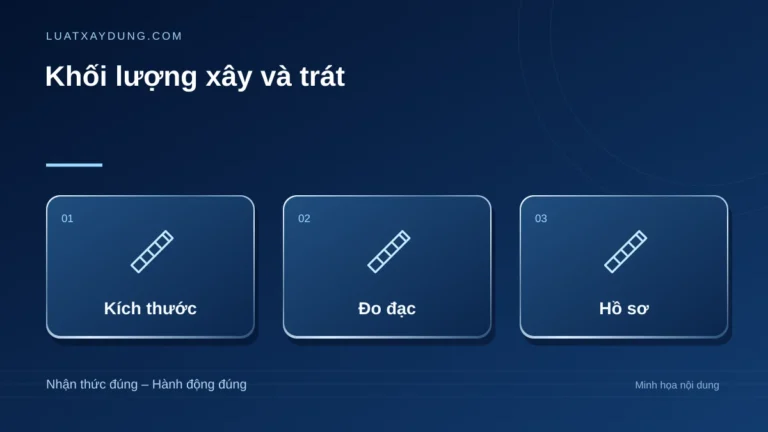 Khối lượng xây và trát: kích thước, đo đạc, hồ sơ.