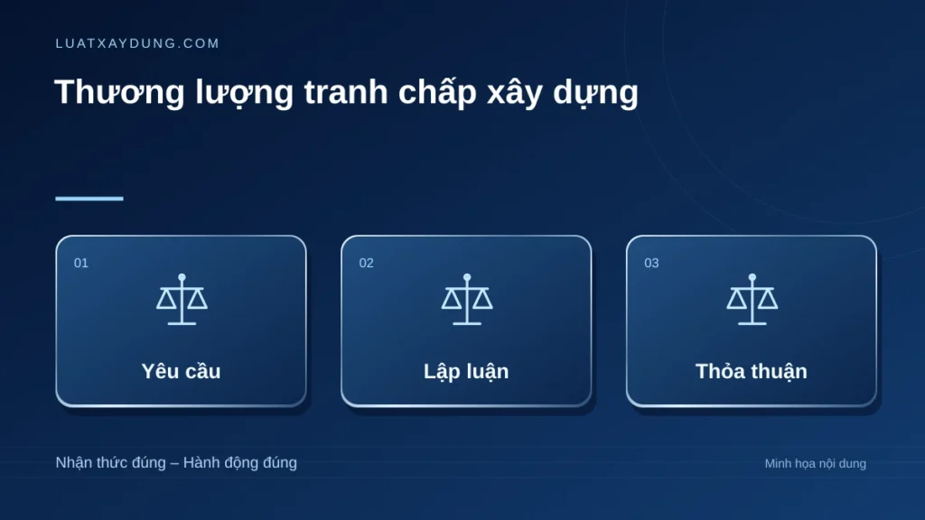 Thương lượng tranh chấp xây dựng: yêu cầu, lập luận, thỏa thuận.