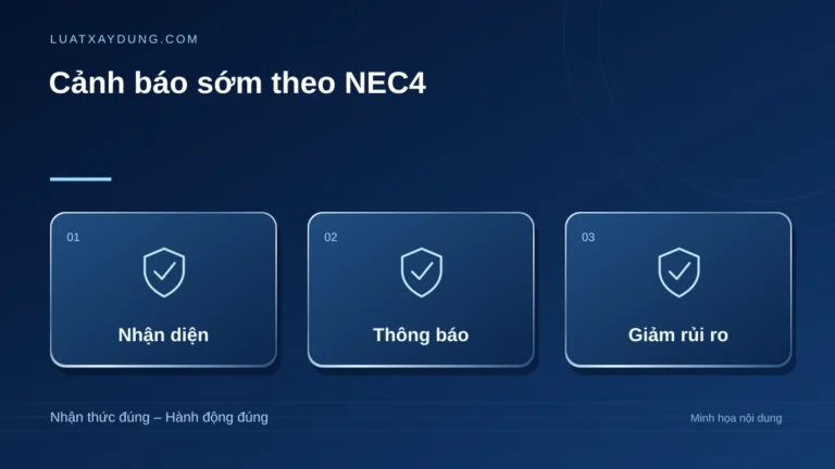 Cảnh báo sớm theo NEC4: nhận diện, thông báo, giảm rủi ro.