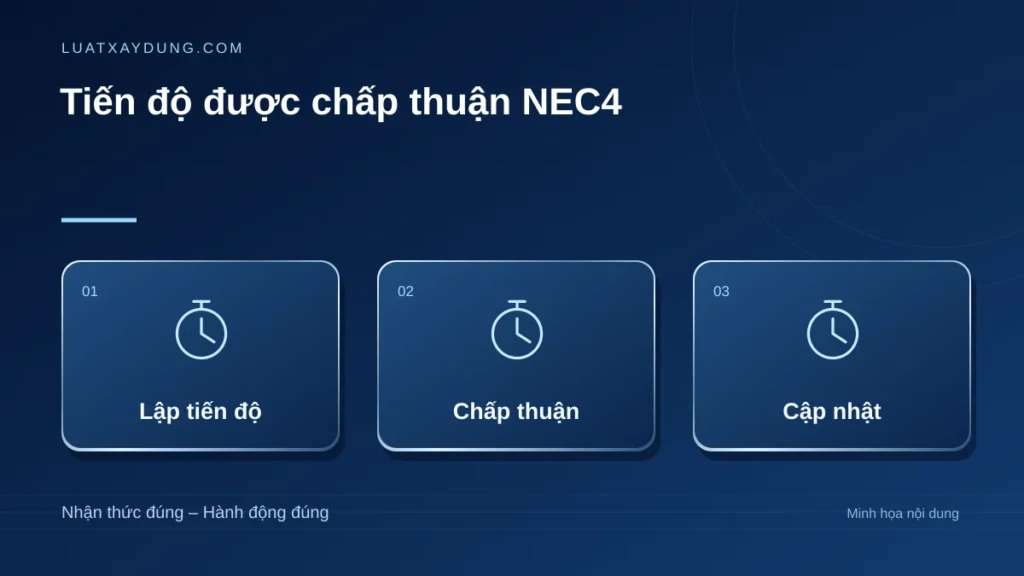 Tiến độ được chấp thuận NEC4: lập tiến độ, chấp thuận, cập nhật.