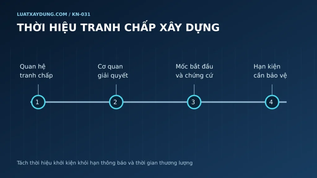 Bốn bước rà soát quan hệ tranh chấp, cơ quan giải quyết, mốc bắt đầu và hạn khởi kiện.